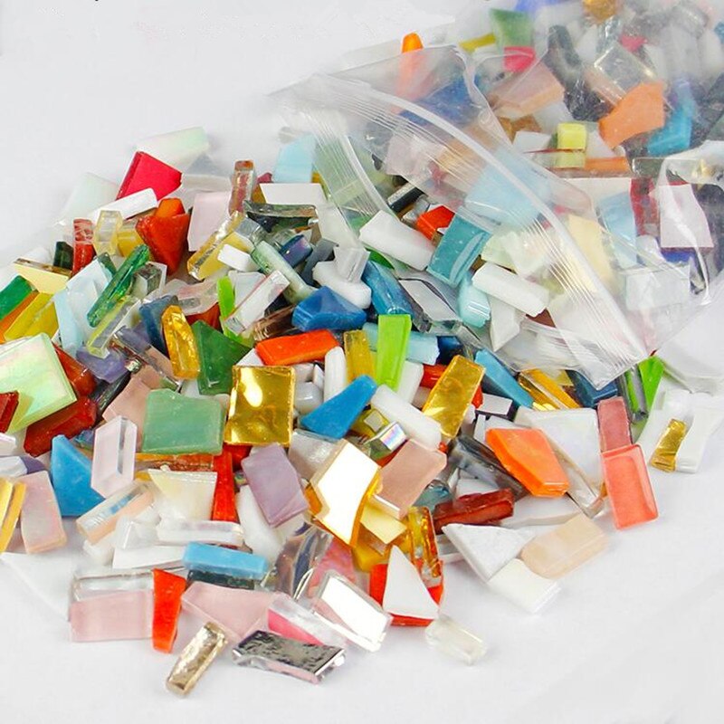 230g Gemischte Farbe Kristall Glas Spiegel Mosaik Fliesen Unregelmäßigen Form Mosaik Stein DIY Kunst Handwerk Materialien für Kinder/kinder Puzzle
