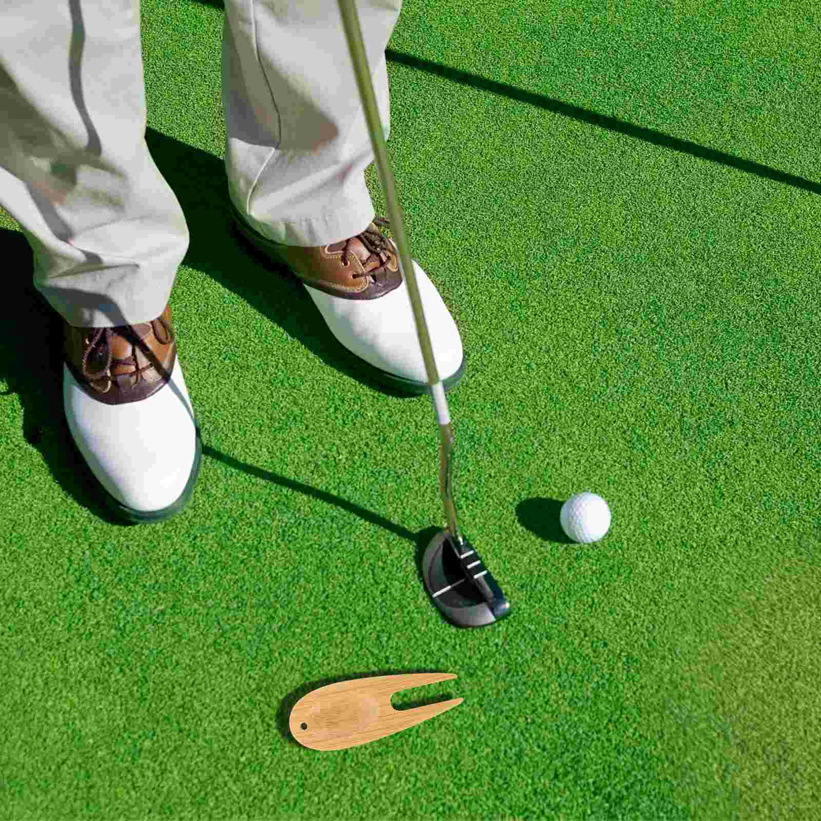 15Pcs Portable Golfs Divot Tools Fairway Repairing Tools Bamboo Golfs Forks (Khaki)