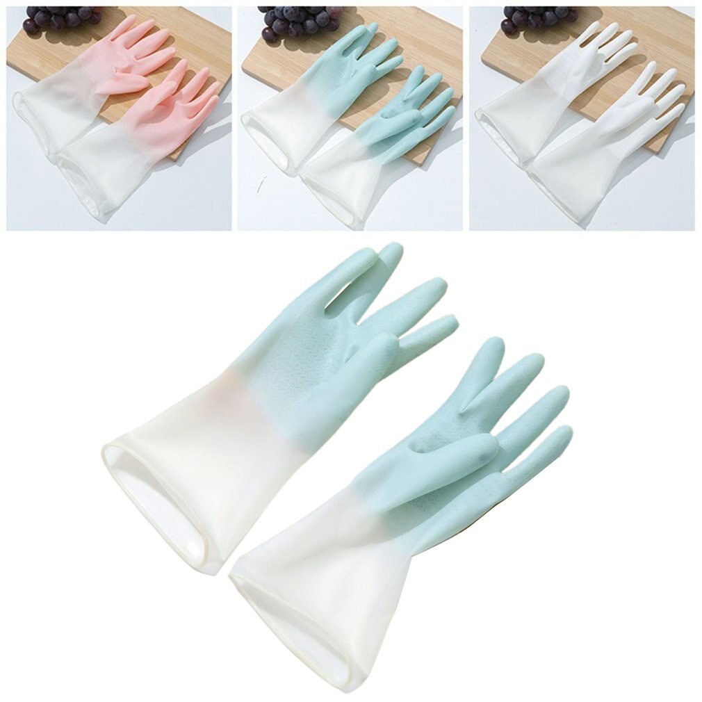Guantes de goma para limpieza del hogar, manoplas de látex para cocina, platos de lavado con diapasón de plástico, para lavar platos de jardín, de manga larga