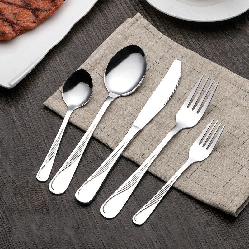 24/30 PCS Western Food Stainless Steel Cutlery Set Gold-plated Magic Cutlery Spoon/Fork/Knife Kit Dinnerware Sets