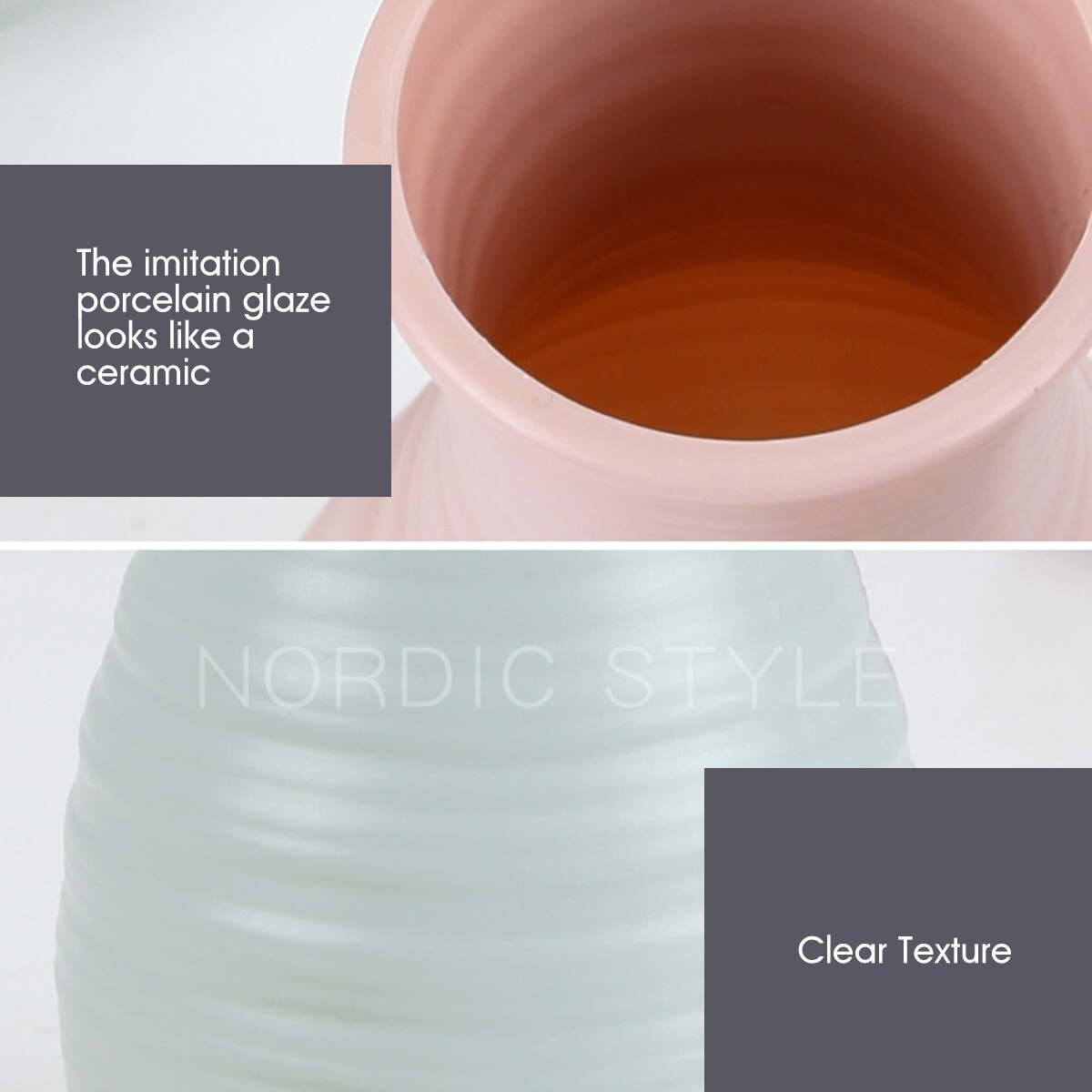 Mini Origami Plastic Imitation Ceramic Vase Flower Pot Dry Flower Basket Flower Vases For Home Nordic Decoration