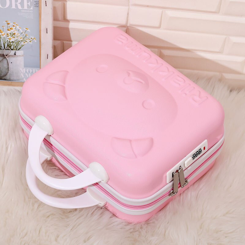 Hand Cosmetic Case 14 InchMakeup Beauty Case Cosmetic Bag Lockable Jewelry Box for Ladys Pink: I