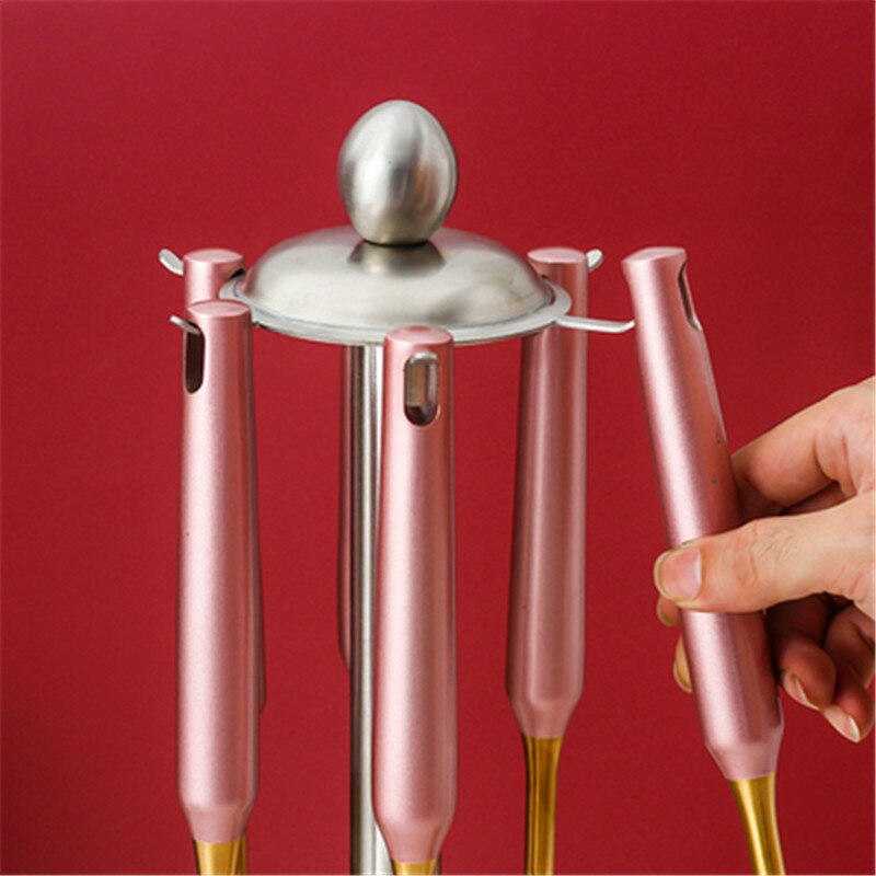 7Pcs Roze Goud Keuken Huishouden 304 Roestvrij Staal Keukengerei Set Koken Lepel Schop Keukengerei