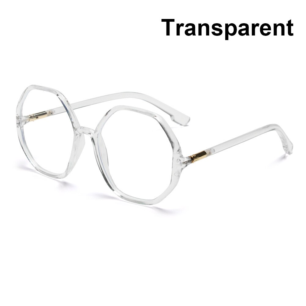 Oversized anti-blauw licht computerbril dames heren vierkant montuur optische bril platte spiegel bril: 1- transparant