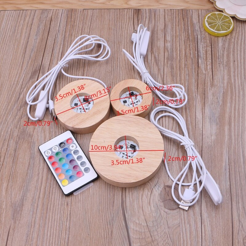 Kunstharz-display mit verstellbarem led-sockel aus holz, 12 rgb-led-farben, vasenleuchte mit fernbedienung, diy-nachtlicht