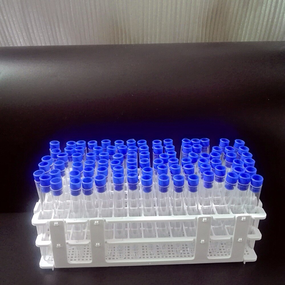 Tubos de prueba de laboratorio de 100 piezas, 13x100mm(8ml), con 1 pieza de soporte de tubos, 90 orificios