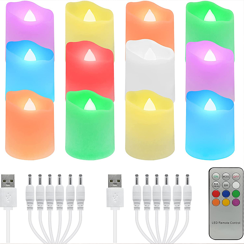 6/12 Stck LED Kerzen Usb Aufladbare Teelichter Timer Fernbedienung Farbe Ändern Flammenlose Flimmern Für Heimat Dekorative Kerze: 12 Stck