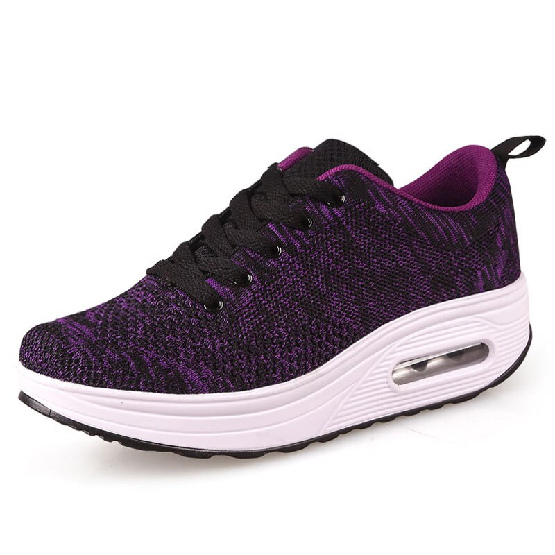 Dames lichtgewicht sneakers air mesh dames sneakers basket tennis casual platform wedges schoenen ademende wandelschoenen schoeisel: Paars / 9