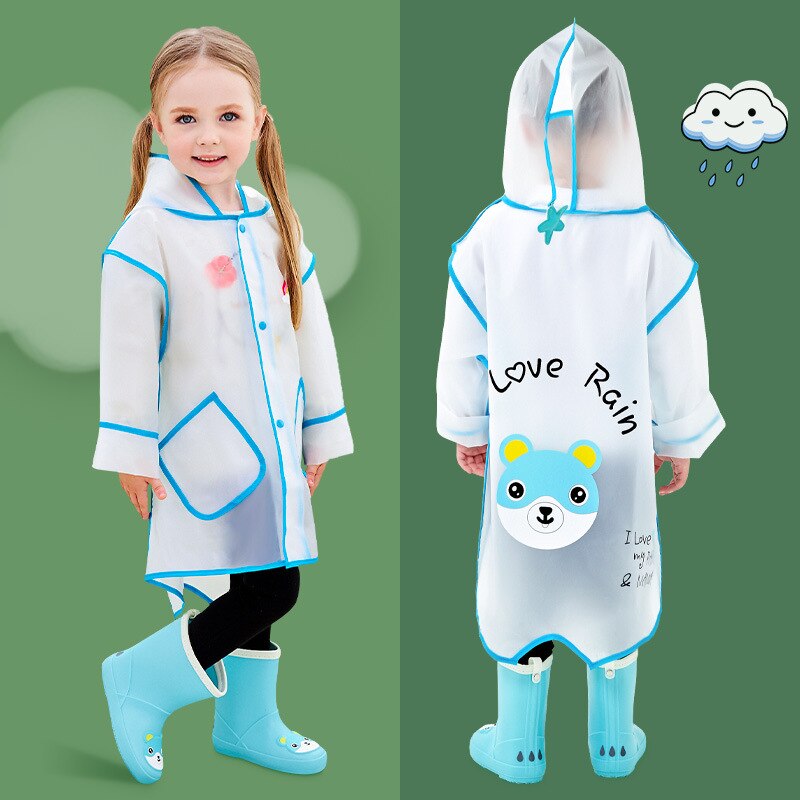 LINLING Cute Kids Outdoor Raincoat Waterproof Rain Poncho Clear Transparent Cartoon Panda Children Student Protective Cover P650: 2 / XXL