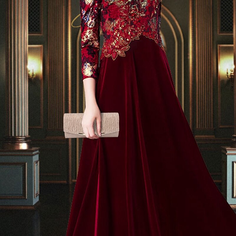 Kvinder aften taske fest banket glitter taske til kvinder piger bryllup koblinger håndtaske kæde skulder taske (champagne)