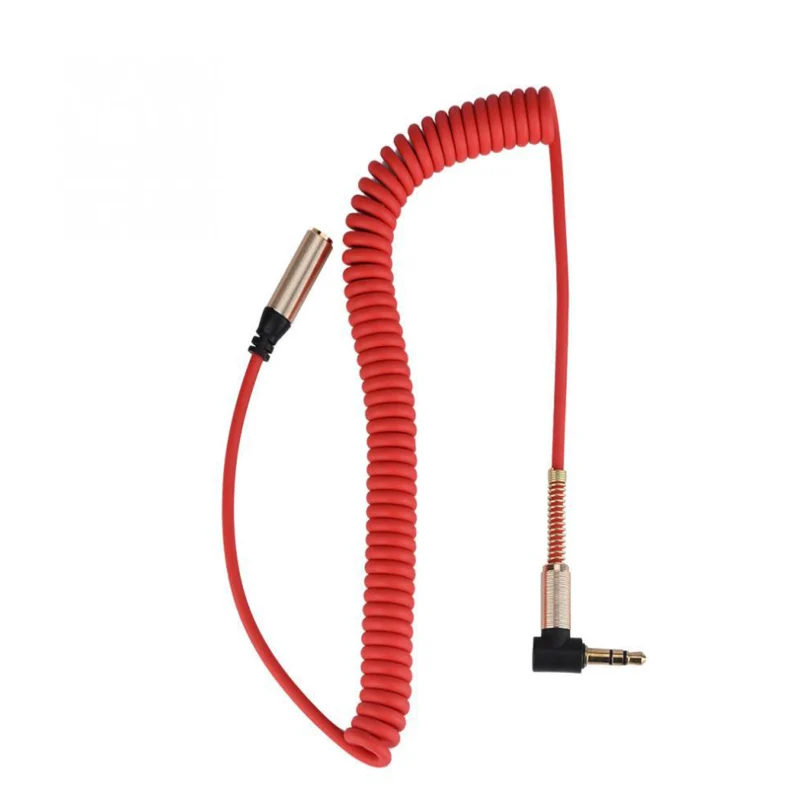 3.5mm Jack Male To Female Spring Aux Headphone Stereo Audio Extension Spring Coiled Spiral Stereo Audio Cable: Red