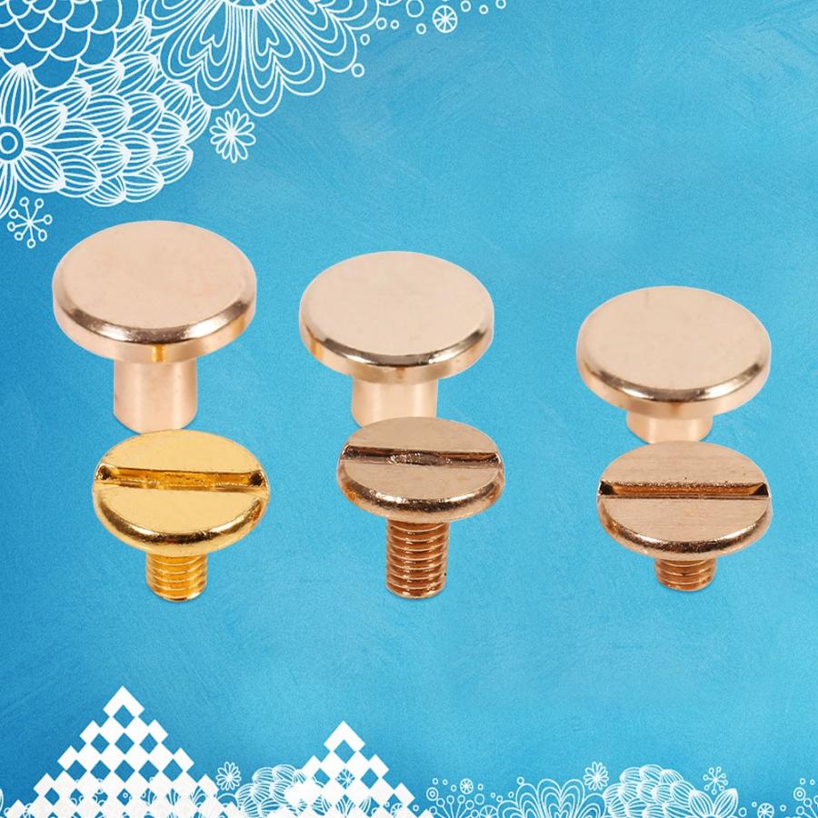 10 set 5/6.5/8mm massiva mässingsknappar skruvspik skruvback läder nitbälte mässingsspik