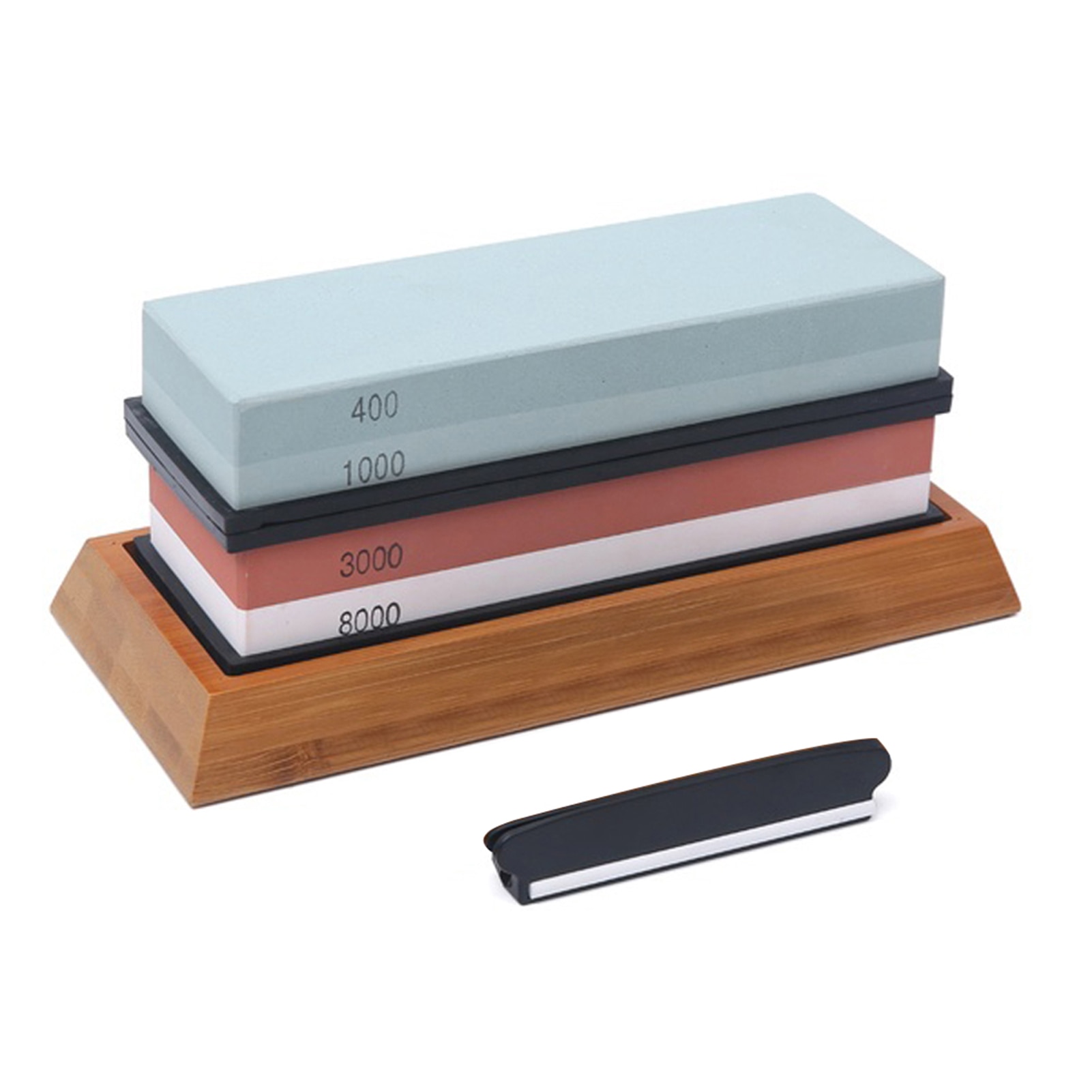 400/1000 3000/8000 Grit Slijpsteen Dubbelzijdig Slijpsteen Cut Set Met Antislip Bamboe Basis En Gratis Hoek gids