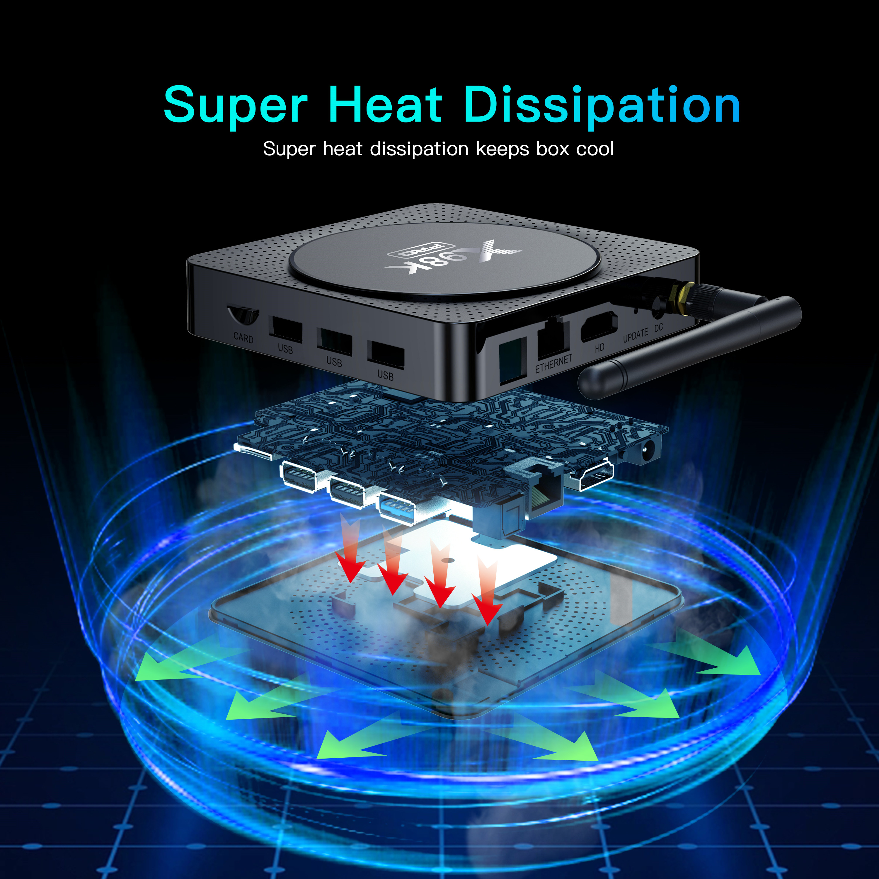 X98K Pro TV Box Android 11.0 Rockchip RK3566 4GB 32GB BT Decodificação Antena Externa Dual Wifi 1000M LAN 4K 8K Media Player