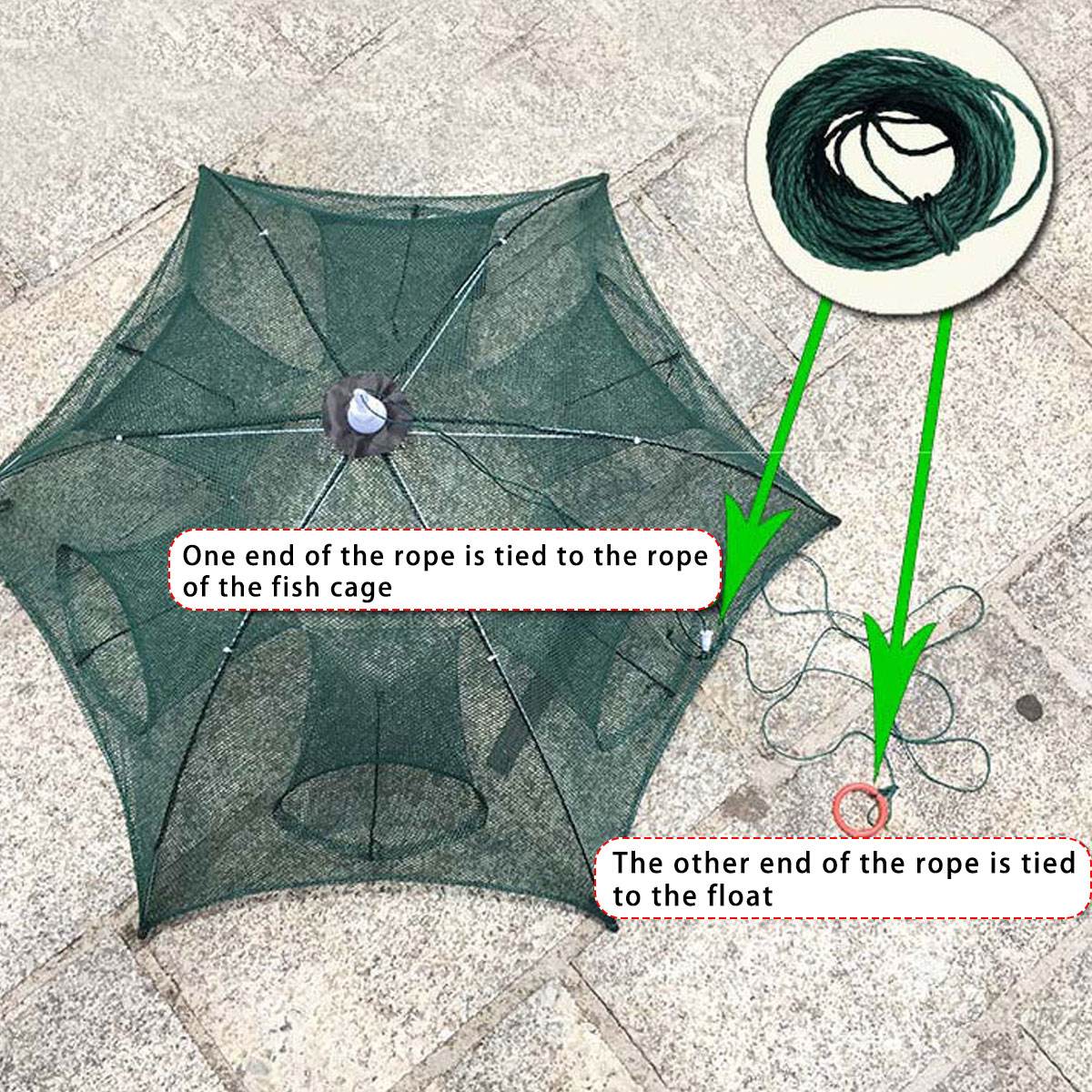 Durable 4-20 Holes Automatic Folding Fishing Net Shrimp Cage Nylon Foldable Crab Fish Trap Cast Net Cast Folding Fishing Network