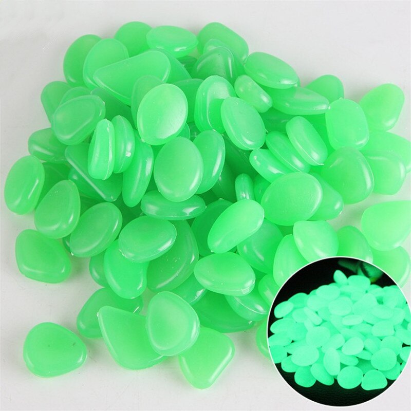 10 Pcs Amazing Garden Decor Luminous Stones Glow In the Dark Pebbles Light Emitting Aquarium Fish Tank Decoration Pebble Rocks: Green