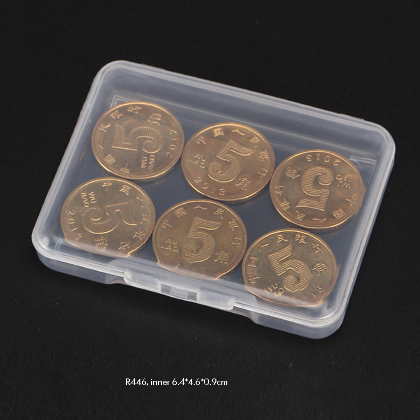 Caja de contenedores de almacenamiento de cuentas de plástico transparente con tapa con bisagras para cuentas y más, Mini caja vacía Rectangular de 6,8x5,2x1,1 cm