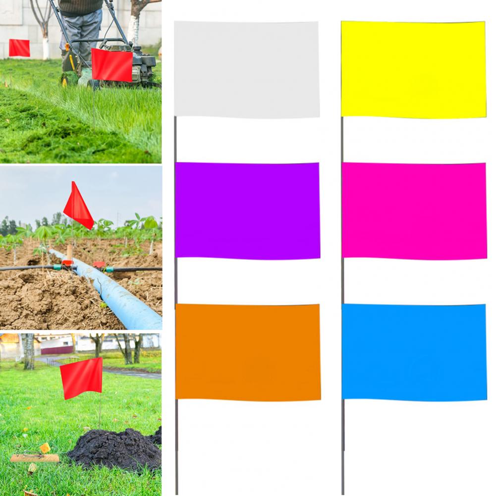 100 Pcs 14*10cm Marking Flags Colorful Lawn Flag Markers Waterproof Non-Fading PVC Landscape Flags Landscape Sprinkler Flags