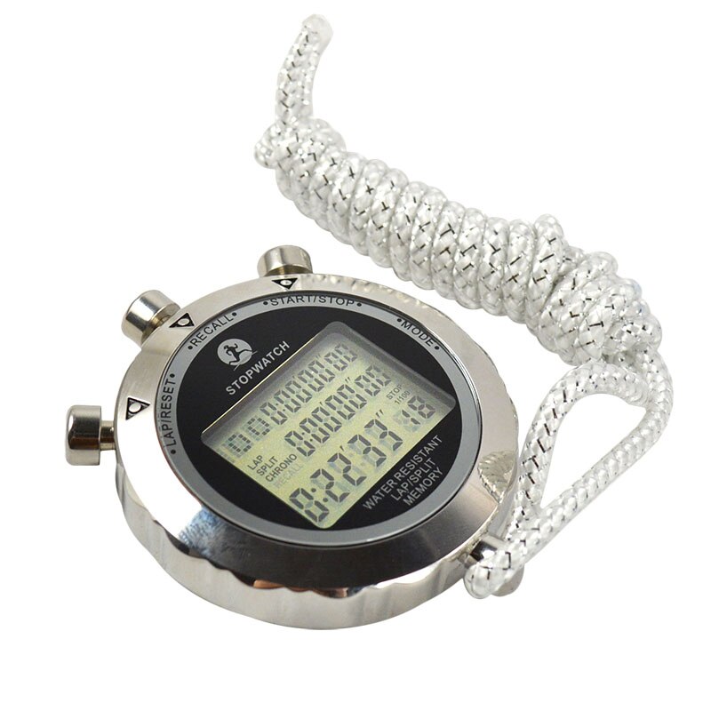 Metal Steel Digital Sports Stopwatch With Countdown Timer 100 Lap Memory Large Display Alarm Clock Stopwatches