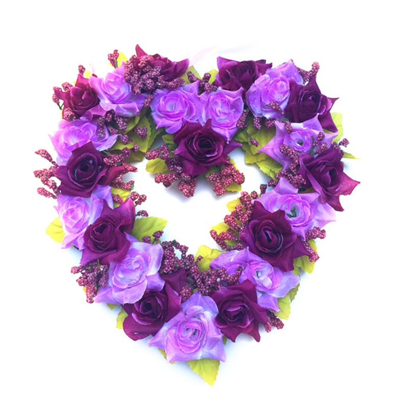 Artificial Rose Flower Heart-shaped Flower Garland Romantic Wedding Decorative Silk Garlands Flower Wreaths for Wedding Party: 05
