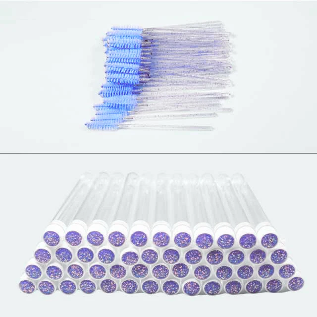 Reusable 50sets Eyelash Mascara Wands With Tube Lash Spoolie Brush In Container Disposable Eyebrow Applicator Case