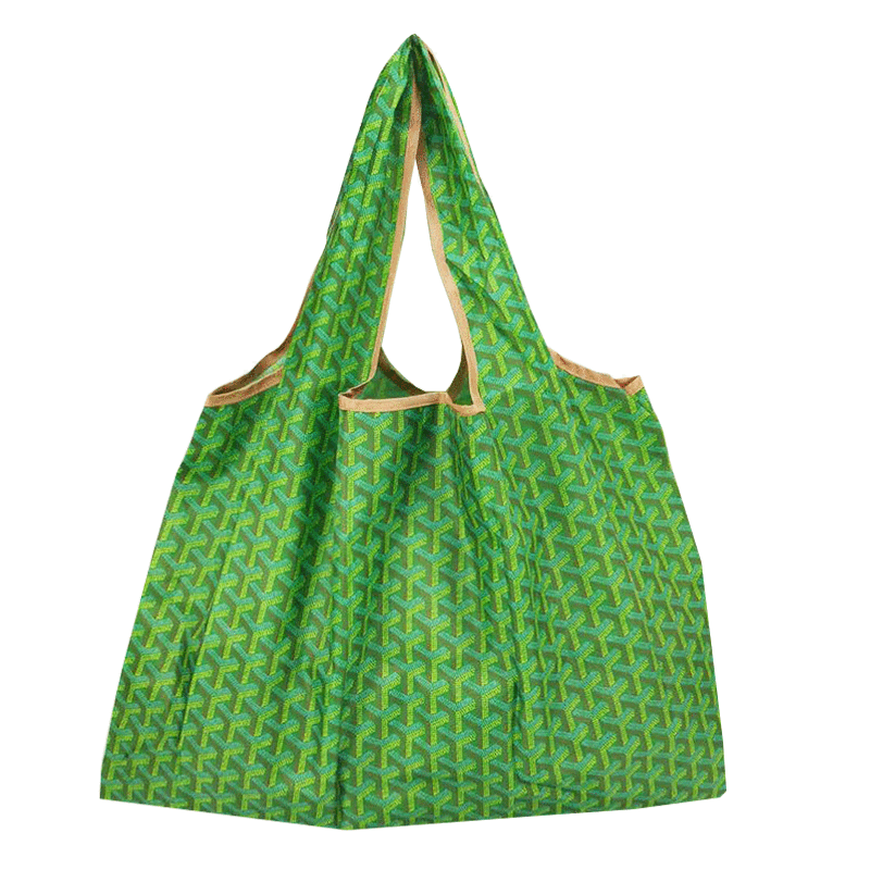 Fashionable foldable shopping bag waterproof one-shoulder portable thickening portable grocery bag green supermarket storage bag: 4