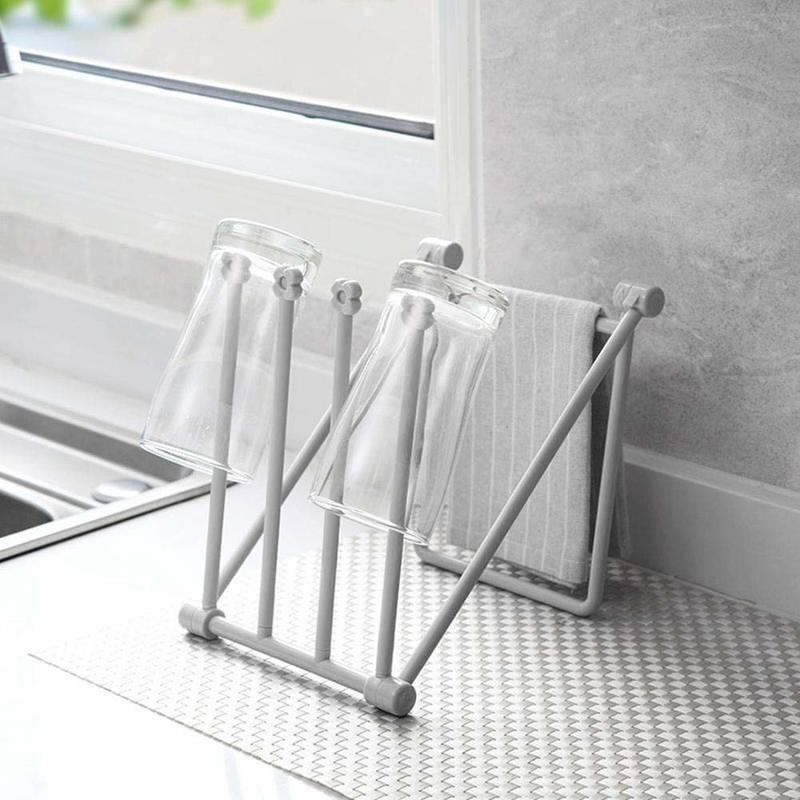 Sammenfoldelig tørrestativ håndklæde køkkenklude-stativ viskehylde holder fodermælkeflaske skrivebord glas sammenklappelig holder