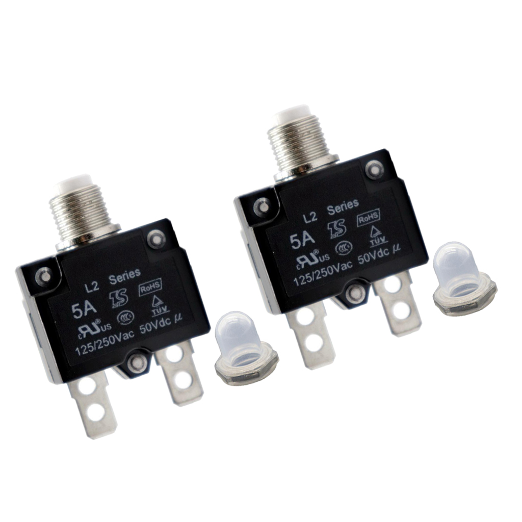 2x 5Amp Push Button Manual Reset Thermal Circuit Breaker Overload Switch