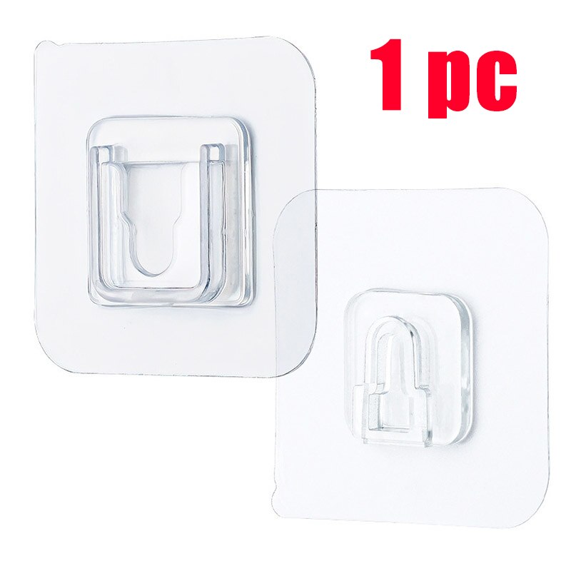Transparent Double-sided Adhesive Wall Hooks Hangers Punch-free Super Strong Sticky Waterproof Reusable Seamless Hanging Hooks: 1pc
