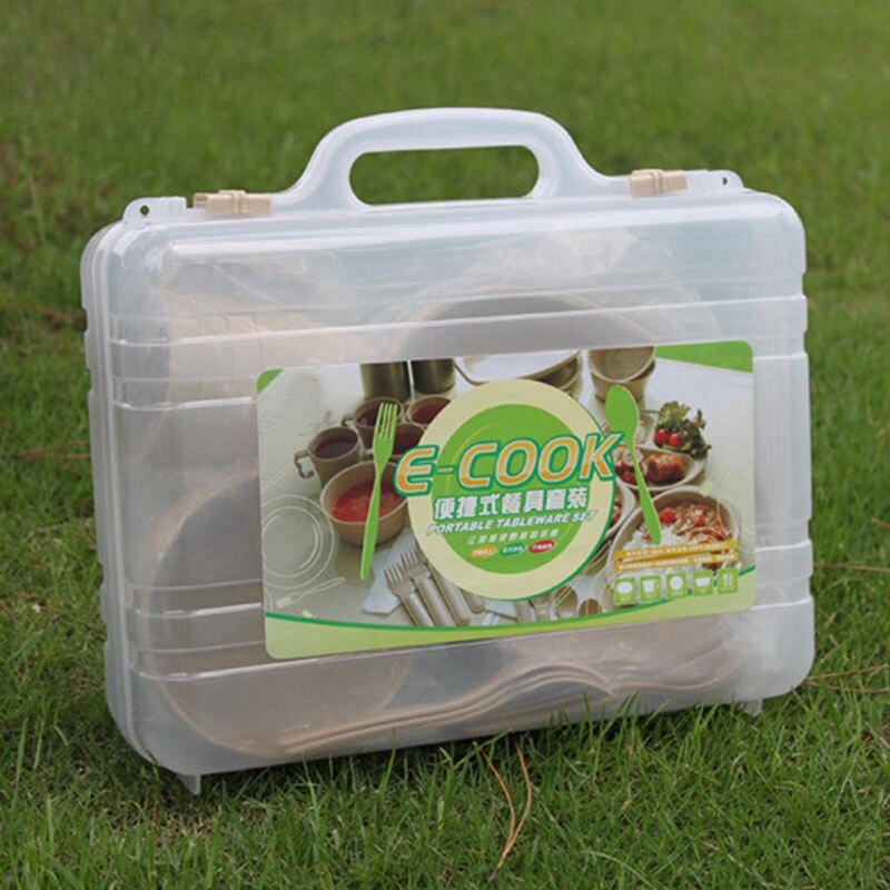 Outdoor Picnic Barbecue Portable Plastic Tableware Set Bowl Dish Cup Set Combination