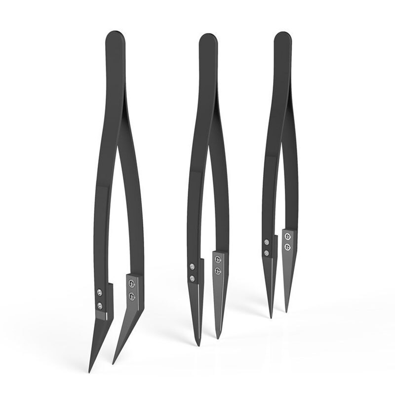 Black Ceramic Tweezers Set - Antistatic,Anticorrosion,Antinetic,Highly Heat Resistant(3Pack): Default Title