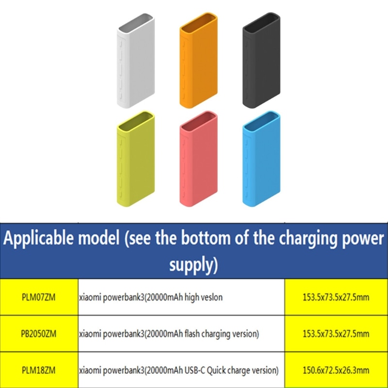 Power bank case silikone cover 20000 mah eksternt batteri til xiao mi plm 07zm/pb2050zm/ plm 18zm