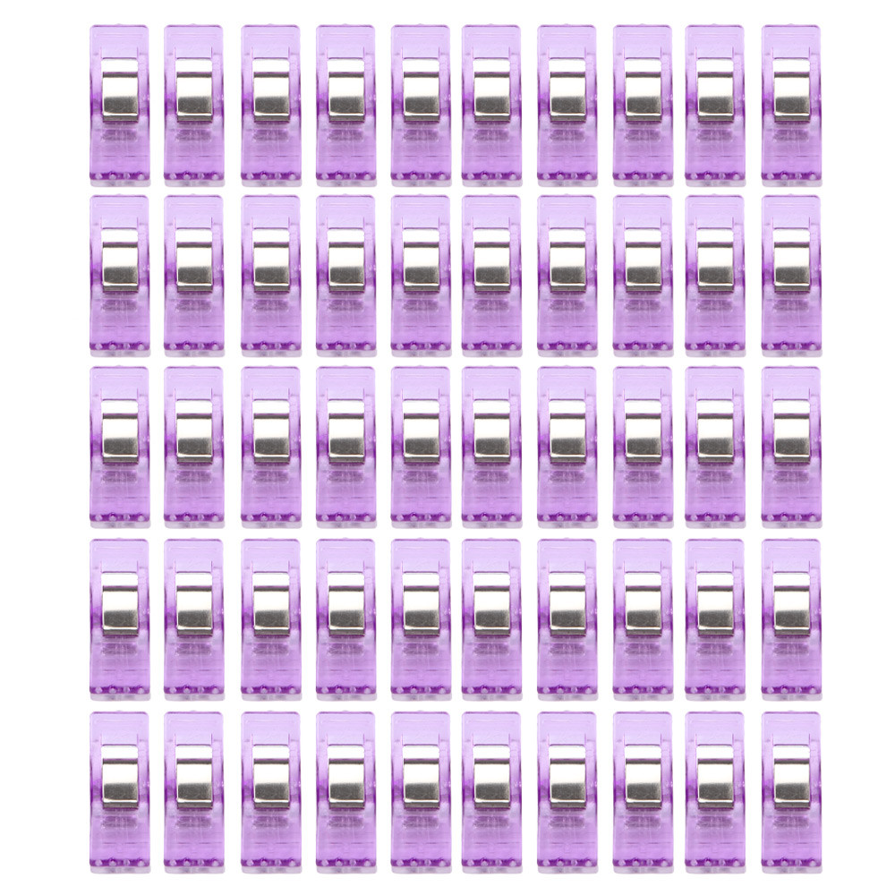 50 PCS Transparent Plastic Clips Craft Home Supply Fabric Quilting Craft Sewing Knitting Clips 3 Colours Optional: Purple