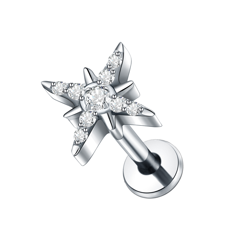 1 pieza de Piercings de titanio para las orejas, Cráneo, murciélago, mariquita, pendiente con forma de corazón, Labret, labio, cartílago, Tragus, hélice, joyería para el cuerpo: Chapado en oro antiguo