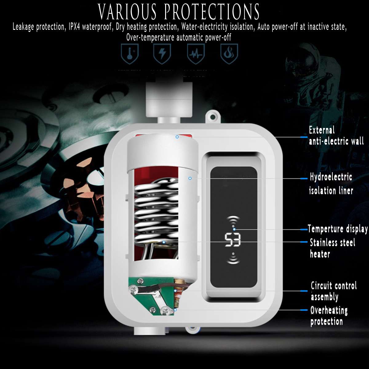 Elektrische Tankless 3500W Mini Instant Boiler Keuken Kraan Tap Verwarming Rvs Constante Temperatuur Automatische