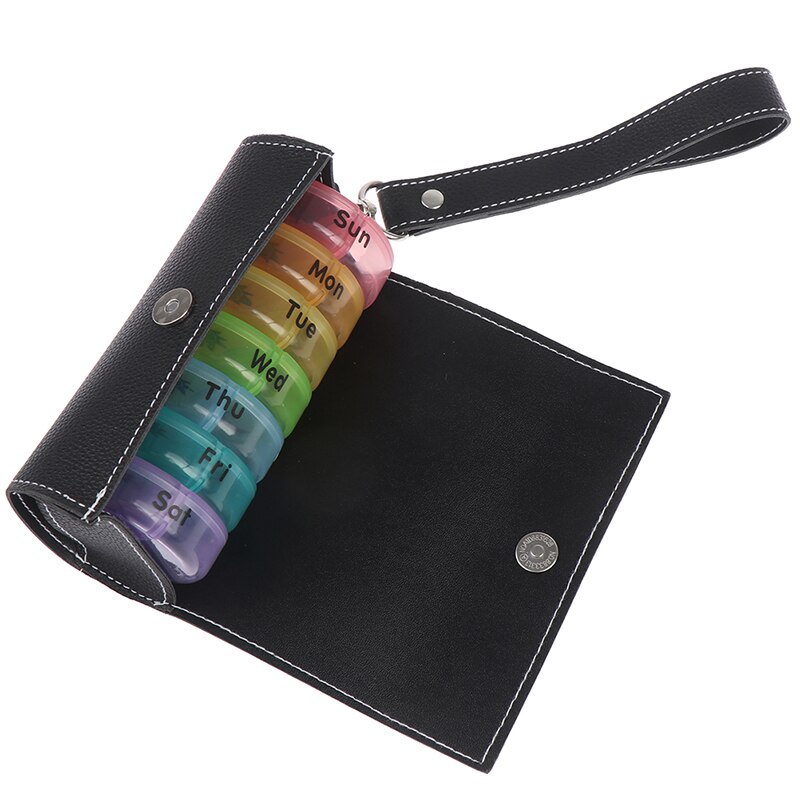 1Pc 14Grids 7Days Weekly 7 Days Tablet Pill Box Holder Medicine Storage Organizer Container Case with PU Pouch