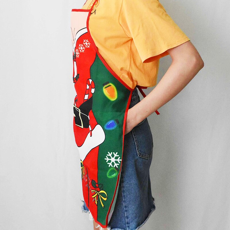 1PC boże narodzenie fartuch bez rękawów bawełniana pościel fartuchy kuchenne świąteczne dekoracje kobiety domowe gotowanie pieczenia talia śliniaczek fartuszek