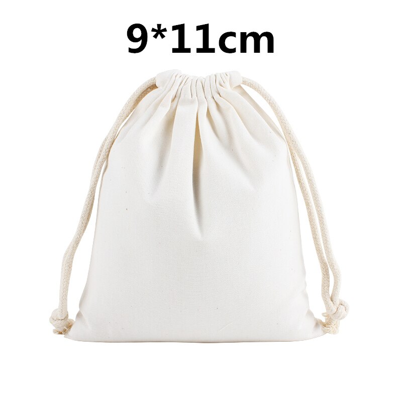 Original zhuangshijie 10 stk / lot muslin bomuldsposer med løbegang til daglig opbevaring 29*39 cm 11.5*15.5 inches: 9 x 11cm