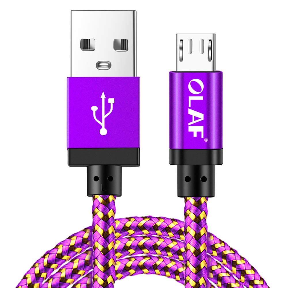 Micro Usb-kabel voor Samsung Galaxy S7 S6 Snel Opladen Mobiele Telefoon Oplader Koord voor Huawei Tablet USB Kabel draad 1M 2M: Pueple / 2M