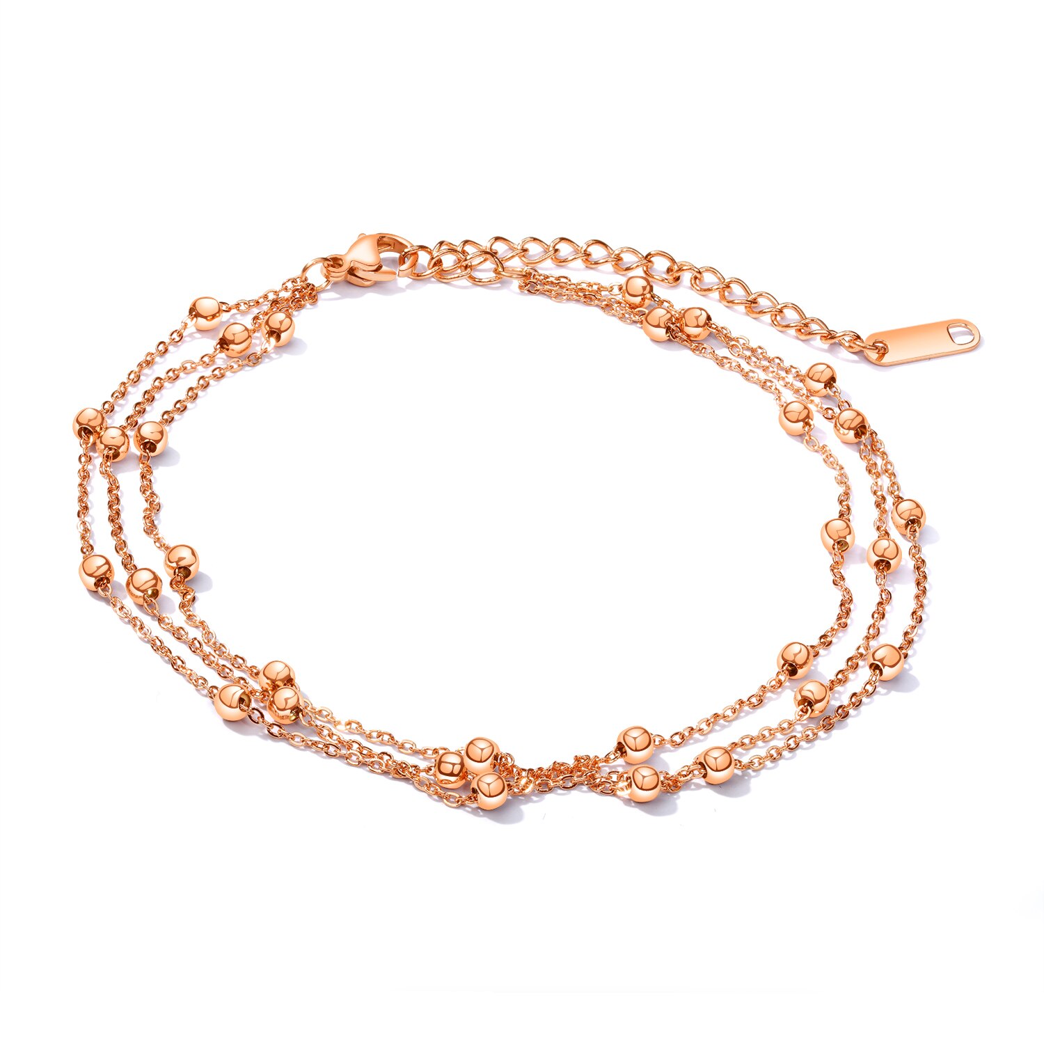 Lokaer à la Multi couche à la main perles cheville pour les femmes pieds nus sandales Bracelet bracelets de cheville pied gothique Boho bijoux A19004: Rose Gold