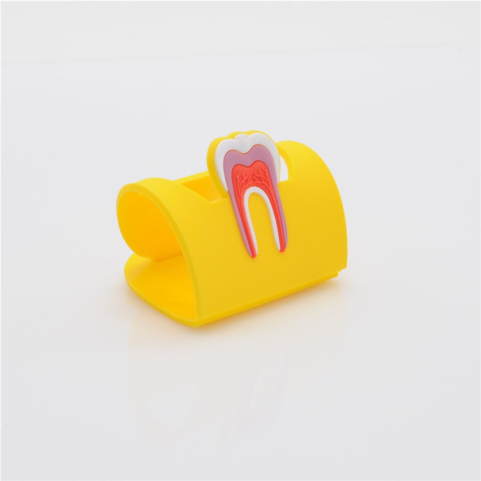 Support de présentoir porte-badge en forme de molaire en caoutchouc 6 couleurs pour dentaire: 5pcs yellow