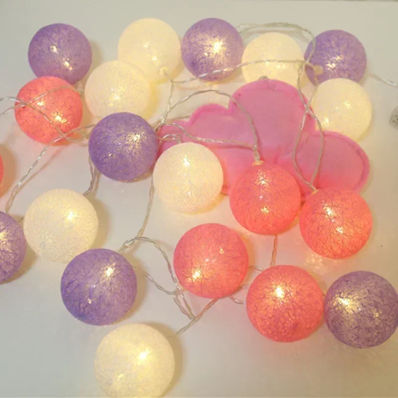 Guirnalda de algodón con bolas de luces, cadena de Navidad para colgar al aire libre, , habitación, cama, luces de hadas, decoraciones de boda y Halloween: YELLOW / 350 W