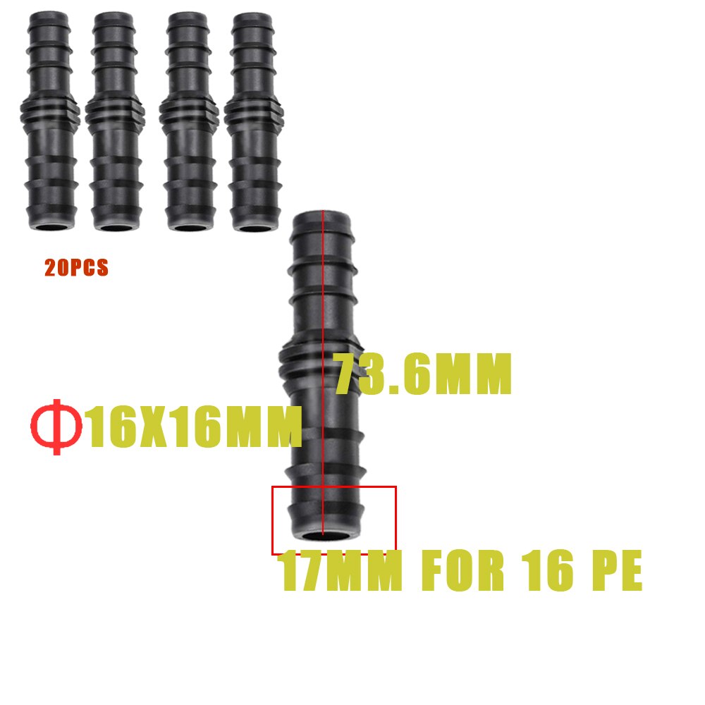 Buizen Fitting 16 20 Mm Tee Elleboog Gelijke Barb Connector End Plug Micro Drip Adapter & Pijp Haak Verbinding Bevestiging clips Tuin: 1