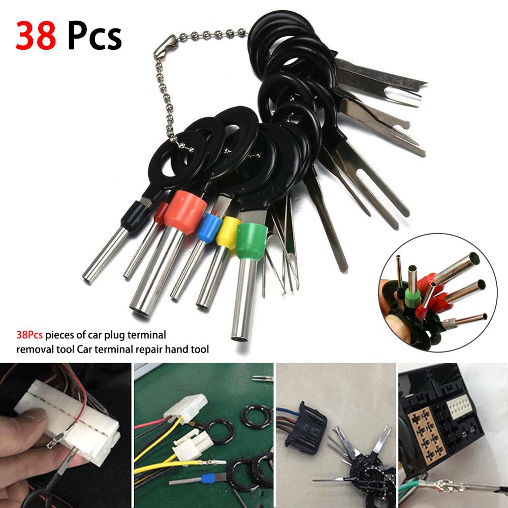 38pcs Wire Terminal Removal Tool Car Electrical Wiring Crimp Connector Pin Kit Set Extractor Puller Terminal Repair Accessories