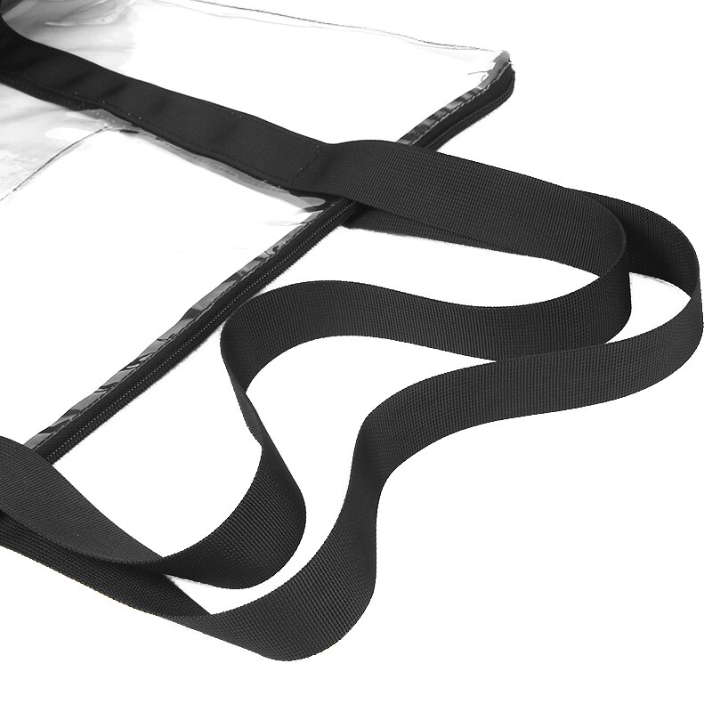 Tasker til mindre sæt gennemsigtige stadionsikkerhedsrejser og fitness-tote med lynlås gennemsigtig strandtaske robust pvc-konstruktion, sort kant