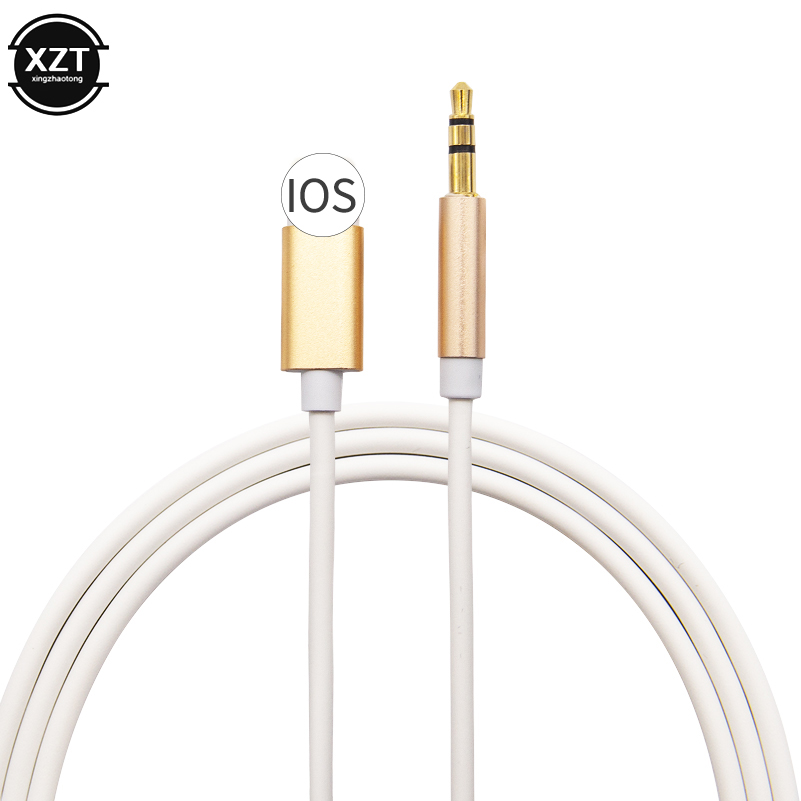 Auto Audio Kabel AUX Voor naar 3.5mm Jack voor iPhone 7 8 X XR Adapter Audio Transfer Male naar Male AUX Kabel 1M Hoofdtelefoon: WHITE