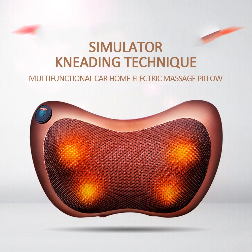 Multi-Functional Electric Pillow Shoulder BackVibrator Heating Kneading Infrared therapy pillow shiatsu for car and home: US Plug / 4 head