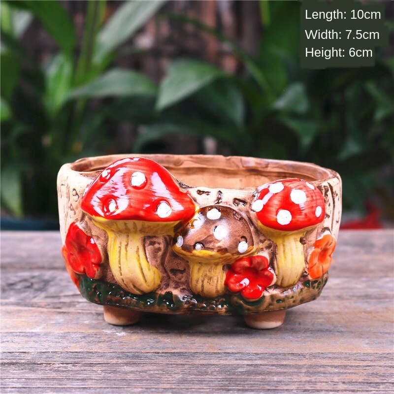 Paddestoel Steengoed Succulent Bloempot Woondecoratie Decoratie Creatieve Handgemaakte Gat Craft Succulent Bloempot