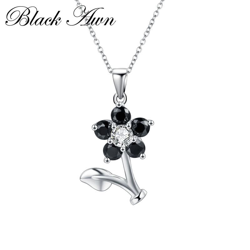 Collier en argent de fleur en argent Sterling bijoux fins colliers de fiançailles à la pour les femmes pendentifs de mariage P164