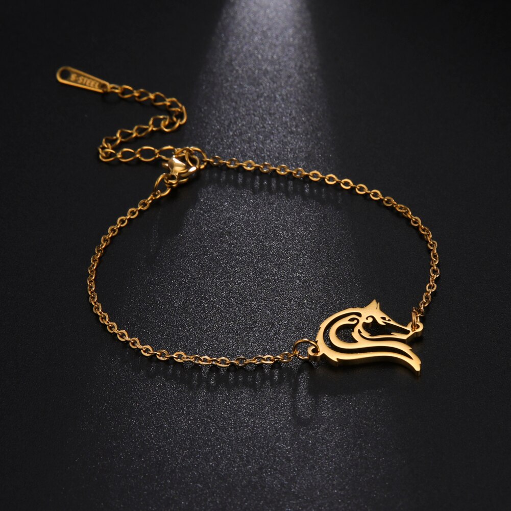 Cazador de cabeza de Lobo para mujer, pulseras de mano de acero inoxidable, joyería, amuleto de tótem fresco, de San Valentín al por mayor 2022